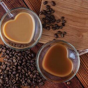 Godinger Double Walled Heart Shape on Bottom Coffee Mug, Set of 2
